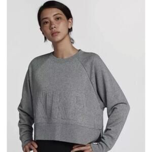 Nike Dri Fit Versa Embossed Logo Cropped Sweatshirt Women's Size Small